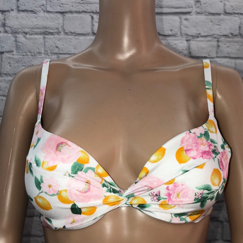 Victoria's Secret Pink and Orange Underwire Bra with Floral Design